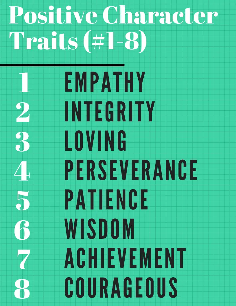 Of traits characteristics list positive arrow right